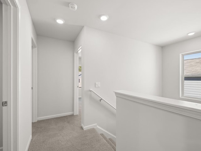 13 Coggins Pl, Rome, GA 30165 - corridor with an upstairs landing, carpet flooring, baseboards, and recessed lighting