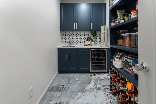3899 Carlton Dr, Chamblee, GA 30341 - indoor wet bar featuring wine cooler and backsplash