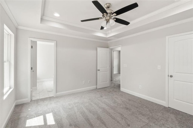 5209 Waterworks Rd, Jefferson, GA 30549 - unfurnished bedroom featuring a raised ceiling, crown molding, carpet flooring, baseboards, and ensuite bathroom