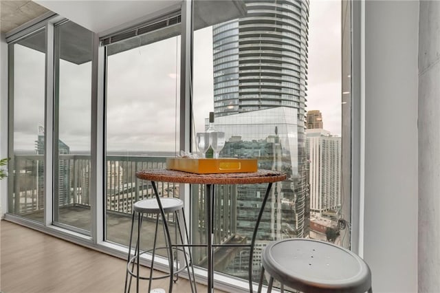 balcony with a view of city