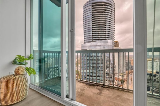 balcony with a view of city