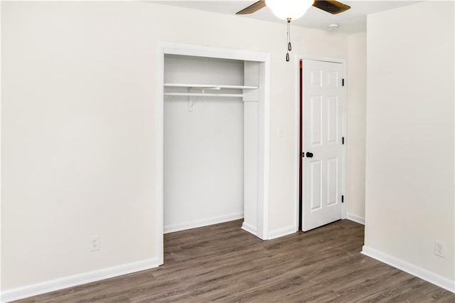 3530 Turner Heights Dr, Decatur, GA 30032 - unfurnished bedroom with a closet, wood finished floors, and a ceiling fan