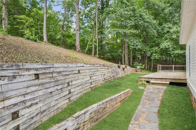 view of yard featuring a deck