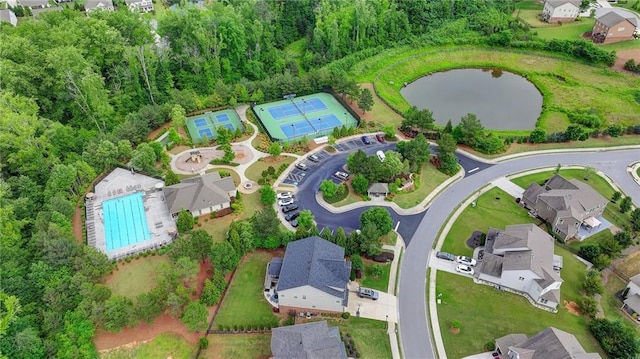 7470 Oldbury Pl, Cumming, GA 30040 - aerial view of property's location with a pool, a nearby body of water, and nearby suburban area
