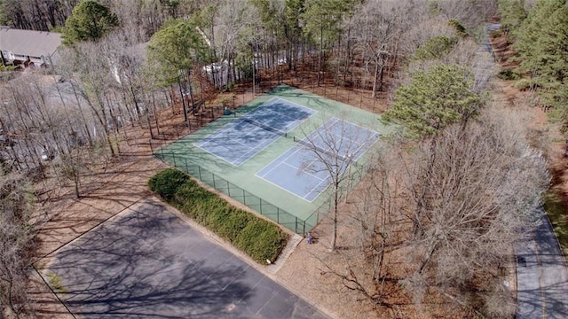 aerial view with tennis court