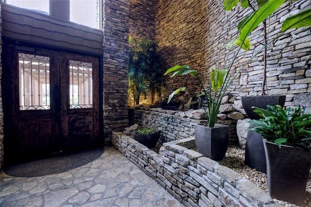 property entrance with french doors