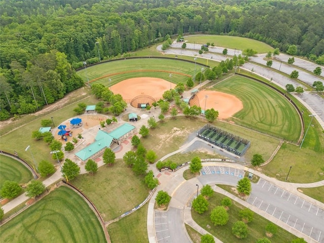 aerial view of a heavily wooded area
