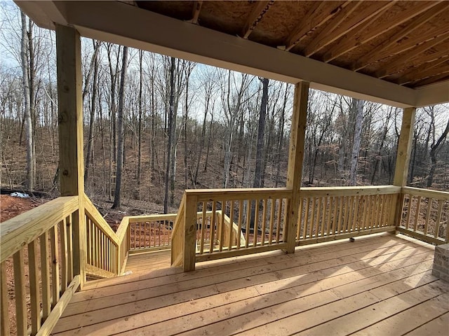 deck with a wooded view