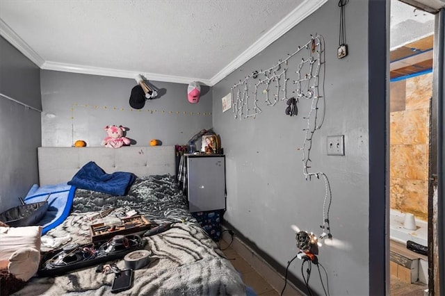 bedroom with ornamental molding