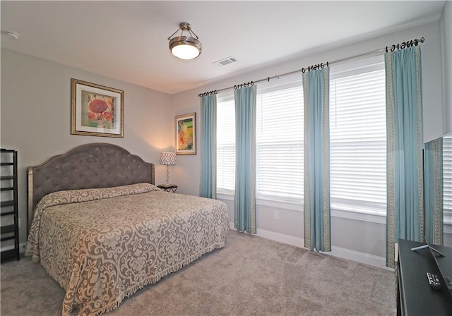 carpeted bedroom with multiple windows