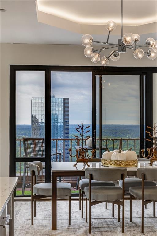 dining room with an inviting chandelier