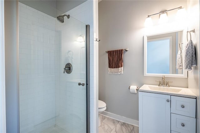 2010 2nd Ave, Decatur, GA 30032 - full bathroom featuring marble look tiles, a stall shower, and vanity