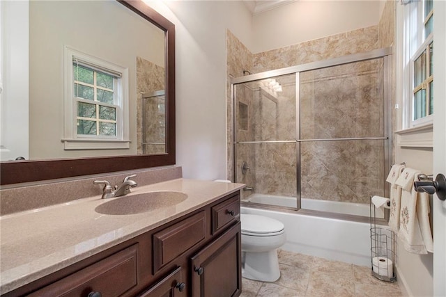 3015 Southmoor Trce, Roswell, GA 30075 - full bathroom featuring vanity, shower / bath combination with glass door, and crown molding