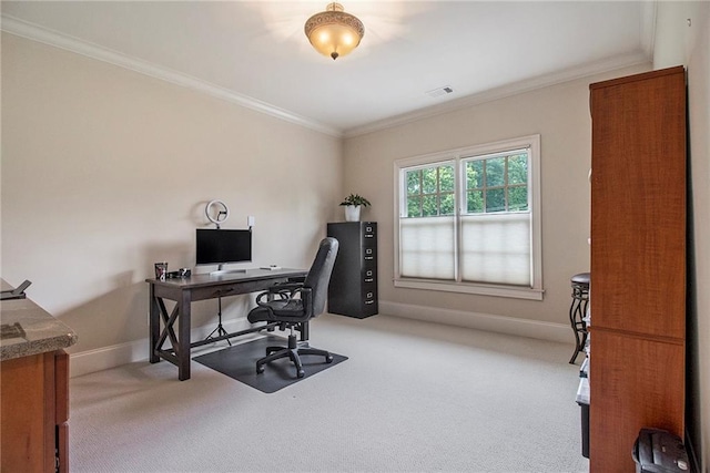 3015 Southmoor Trce, Roswell, GA 30075 - carpeted home office featuring crown molding and baseboards