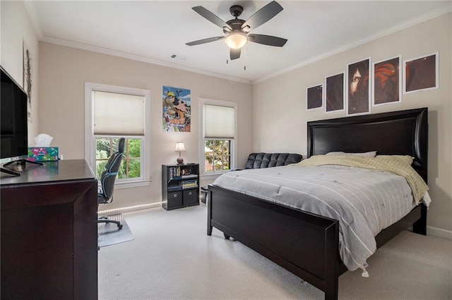 3015 Southmoor Trce, Roswell, GA 30075 - bedroom with carpet floors, crown molding, a desk, and ceiling fan