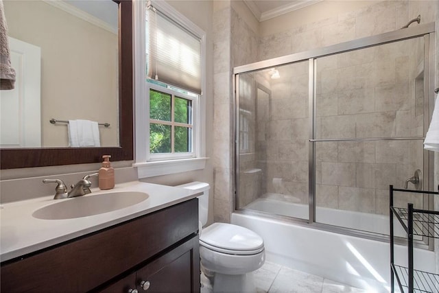 3015 Southmoor Trce, Roswell, GA 30075 - full bath featuring crown molding, vanity, and bath / shower combo with glass door