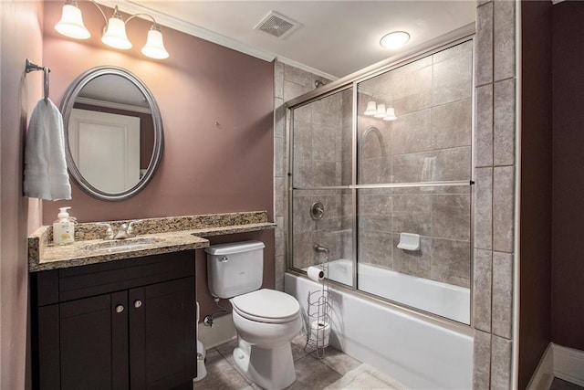 3015 Southmoor Trce, Roswell, GA 30075 - full bathroom with vanity, bath / shower combo with glass door, and ornamental molding