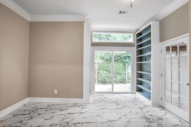2983 Crosswycke Forest Dr, Brookhaven, GA 30319 - empty room featuring crown molding, marble finish floors, and baseboards