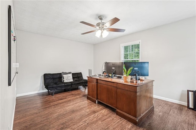1752 Shadybrook Ct, Lawrenceville, GA 30043 - office featuring ceiling fan, wood finished floors, and baseboards