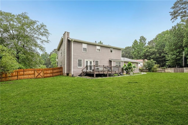 1752 Shadybrook Ct, Lawrenceville, GA 30043 - rear view of house with a deck and a chimney