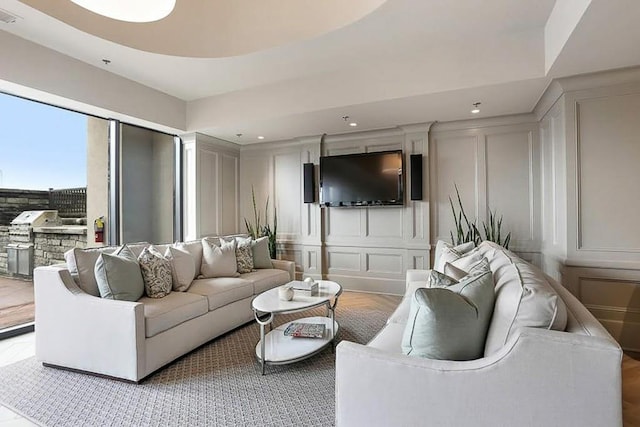 living room featuring light wood-type flooring