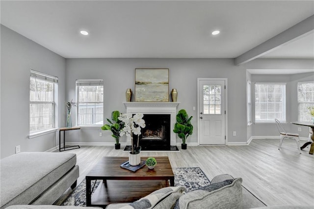 living room featuring light wood-type flooring