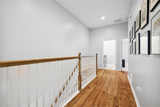 5710 Waters Edge Trl, Roswell, GA 30075 - corridor featuring an upstairs landing, light wood-style floors, and recessed lighting