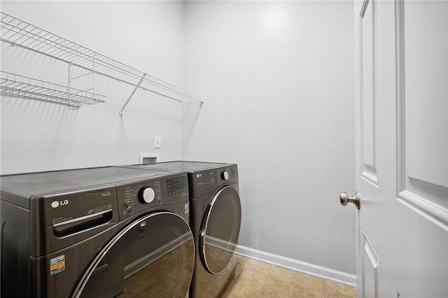 5710 Waters Edge Trl, Roswell, GA 30075 - laundry room with separate washer and dryer and light tile patterned floors