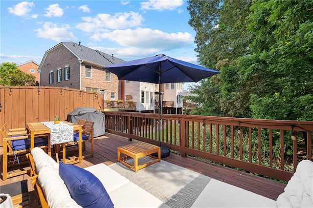 5710 Waters Edge Trl, Roswell, GA 30075 - deck with area for grilling, outdoor dining area, and an outdoor living space