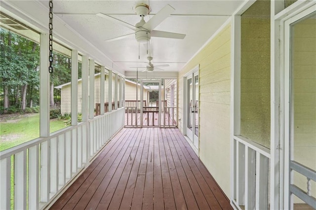 2110 Waterloo Cir, Lawrenceville, GA 30043 - wooden deck featuring ceiling fan and french doors