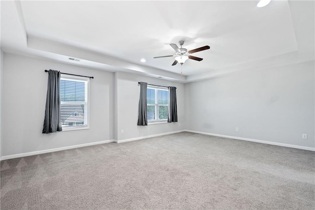 306 Springwater Way, Bremen, GA 30110 - spare room with a raised ceiling, ceiling fan, carpet flooring, and recessed lighting