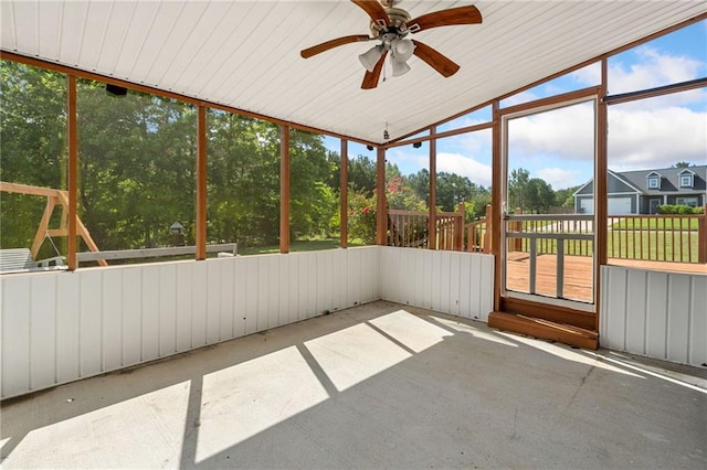 306 Springwater Way, Bremen, GA 30110 - unfurnished sunroom with a ceiling fan, healthy amount of natural light, and vaulted ceiling
