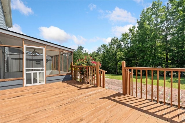306 Springwater Way, Bremen, GA 30110 - deck featuring a sunroom and view of wooded area
