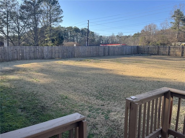 view of yard featuring a fenced backyard