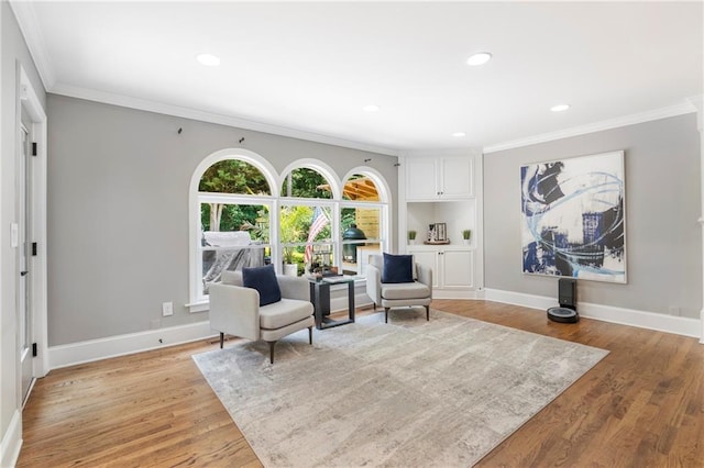2510 Wood Creek Ct, Dacula, GA 30019 - sitting room with crown molding, recessed lighting, light wood-type flooring, and baseboards