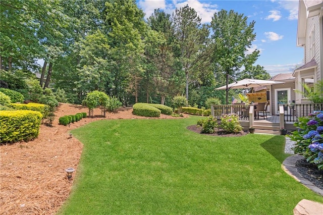 2510 Wood Creek Ct, Dacula, GA 30019 - view of grassy yard with a deck