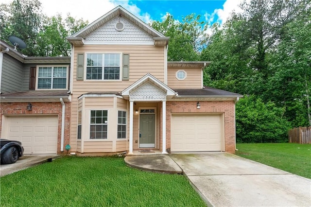2520 Laurel Cir NW, Atlanta, GA 30311 - view of front of property featuring brick siding, driveway, a front yard, and a garage