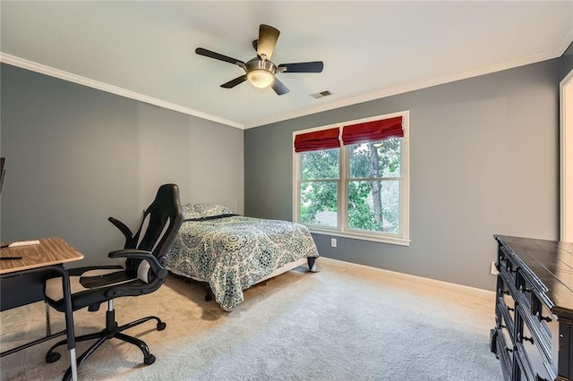 162 Taylor Ridge Way, Milton, GA 30004 - carpeted bedroom featuring crown molding, a desk, and a ceiling fan
