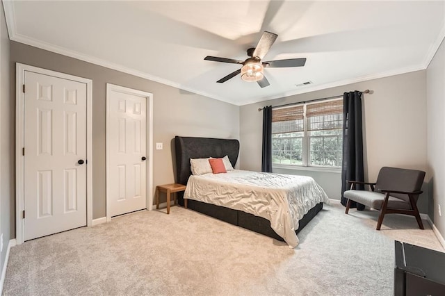 162 Taylor Ridge Way, Milton, GA 30004 - bedroom featuring crown molding, light carpet, and ceiling fan