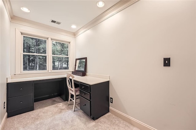 162 Taylor Ridge Way, Milton, GA 30004 - home office with crown molding, light carpet, and recessed lighting