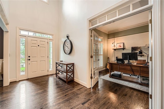162 Taylor Ridge Way, Milton, GA 30004 - entrance foyer featuring wood finished floors, french doors, and crown molding