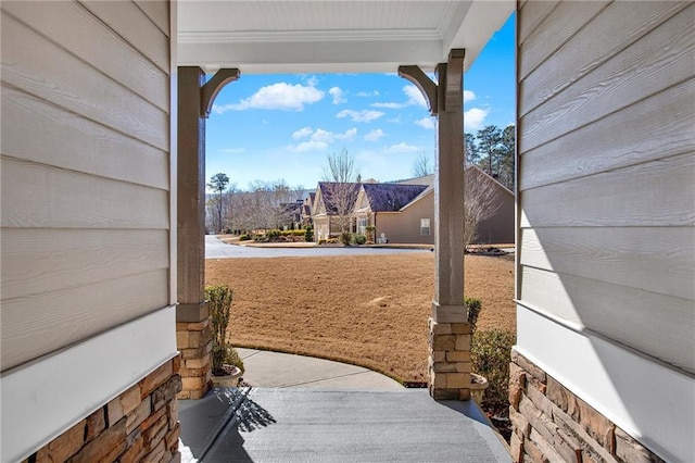 view of patio featuring a porch