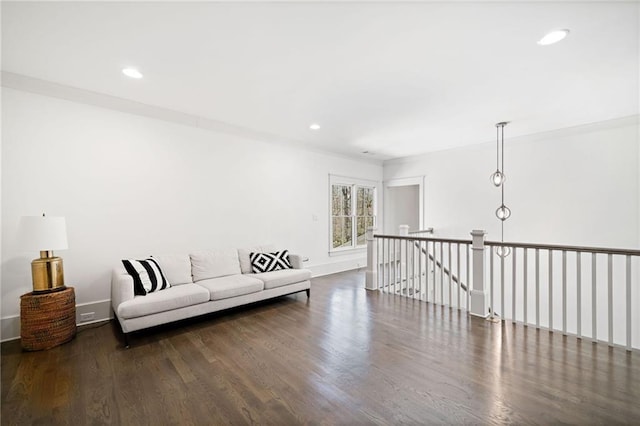 124 Long Shadows Dr, Alpharetta, GA 30004 - sitting room featuring an upstairs landing, wood finished floors, and recessed lighting