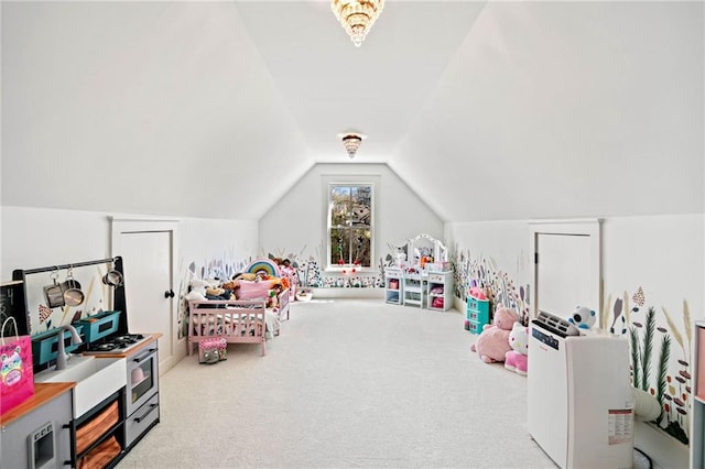124 Long Shadows Dr, Alpharetta, GA 30004 - recreation room featuring lofted ceiling and carpet flooring