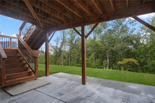 view of patio featuring stairs