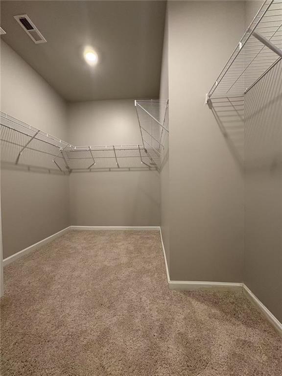 walk in closet featuring carpet floors and visible vents