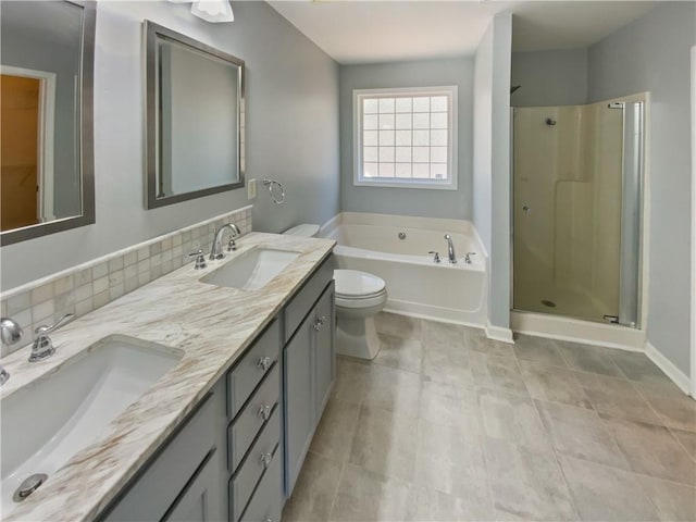 93 Wolfridge Ct, Dallas, GA 30132 - bathroom with a sink, a stall shower, double vanity, and a bath