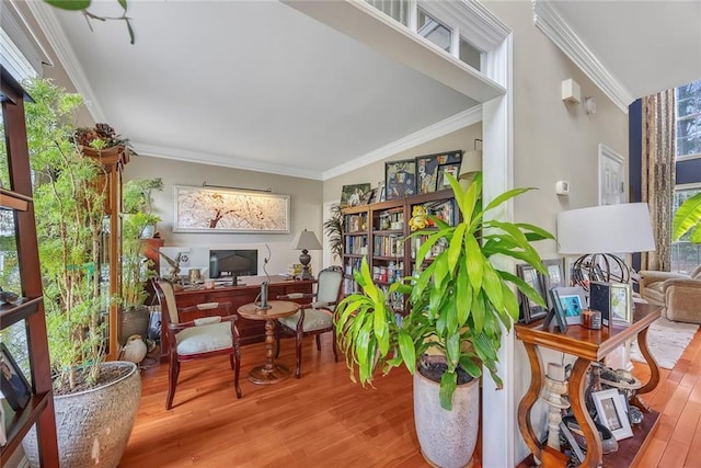 225 Ruby Forest Pkwy, Suwanee, GA 30024 - home office featuring wood finished floors and crown molding