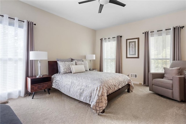 bedroom with carpet and ceiling fan