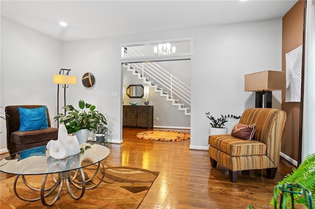 living area featuring wood-type flooring